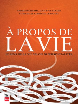 cover image of À propos de la vie